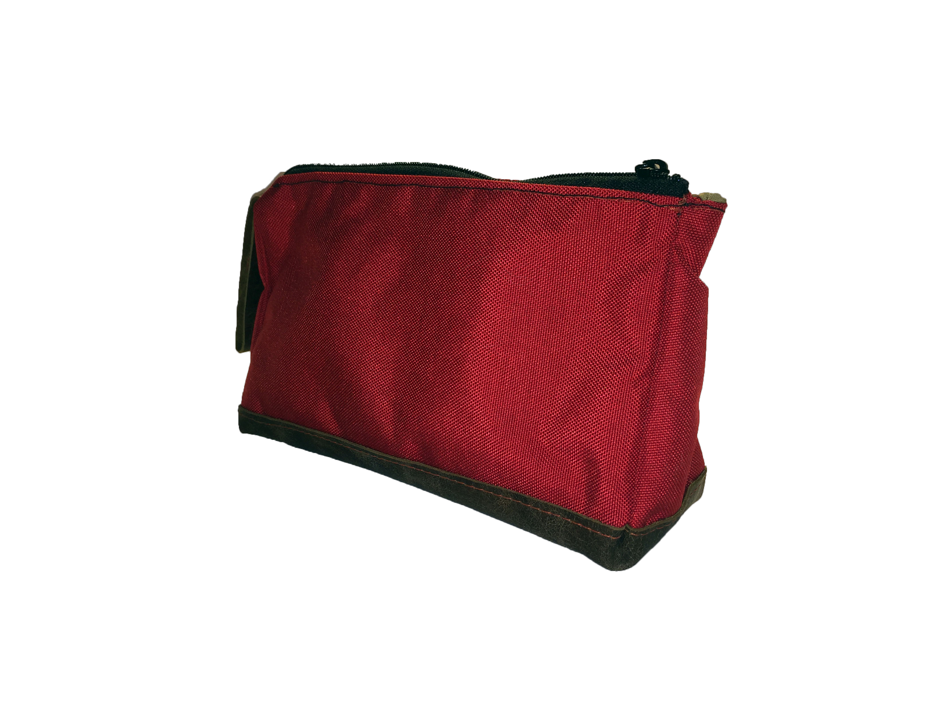 Red with Brown Leather Travel Bag